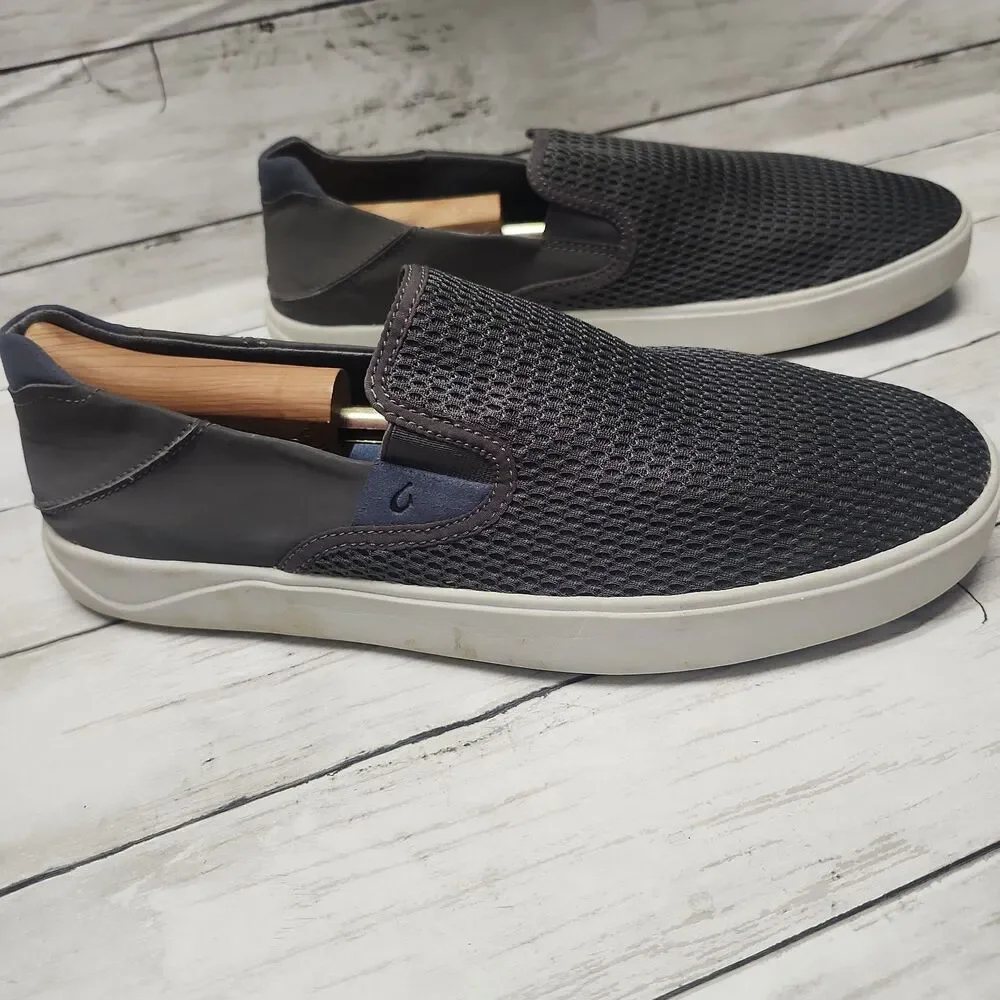 Olukai Lae'Ahi Slip On Sneakers Gray Mesh Loafers Men’s Size US 11.5 10443